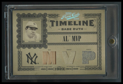 2005 Playoff Prime Cuts Babe Ruth Timeline HOF Game Used Jersey Pants Bat /50