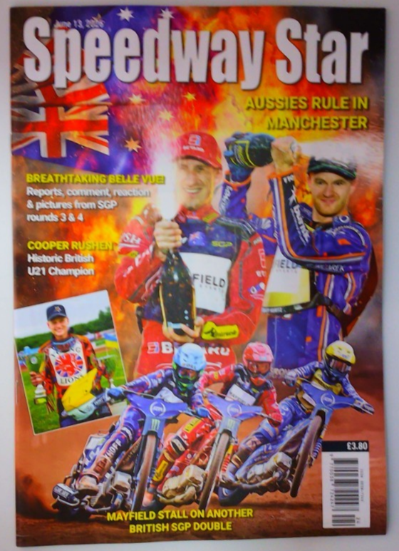 Speedway Star magazine 13th June 2026 Aussies rule in Manchester. Mayfield stall