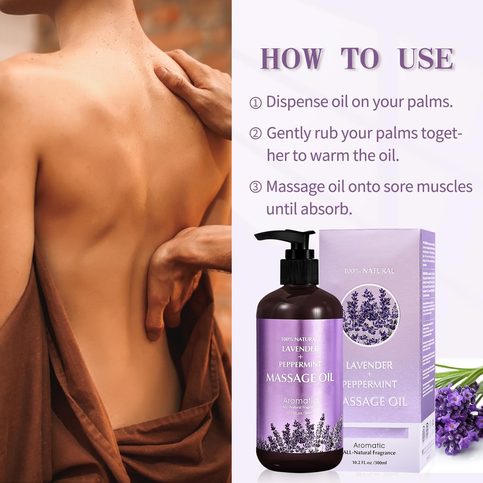 Lavender Massage Oil for Calming, Soothing and Relaxing Muscles Massage Oil f...