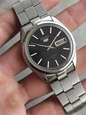 RARE Seiko 5 Black Sunburst Dial Automatic Vintage Men's Watch 7009-4030 Japan