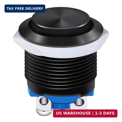 Twidec/16mm Waterproof Black Metal Shell Momentary Raised Top Push Button Switch