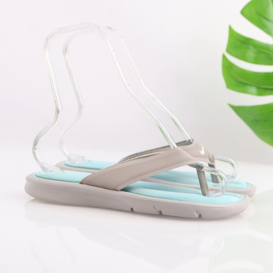 Сандалии женские Nike размер 10 серые цвет морской волны комфортные стринги шлепанцы мягкие пена - Изображение 3 из 4