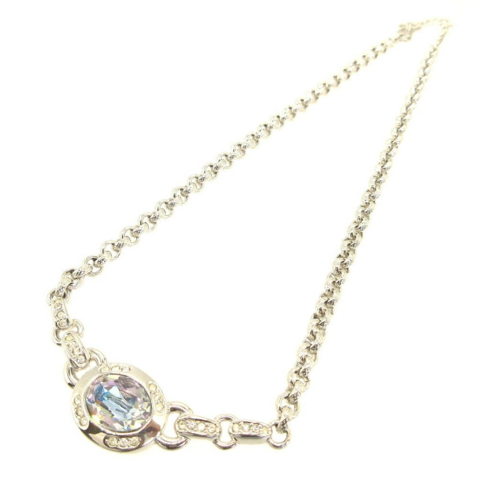 Collier Dior en métal argenté bijou authentique