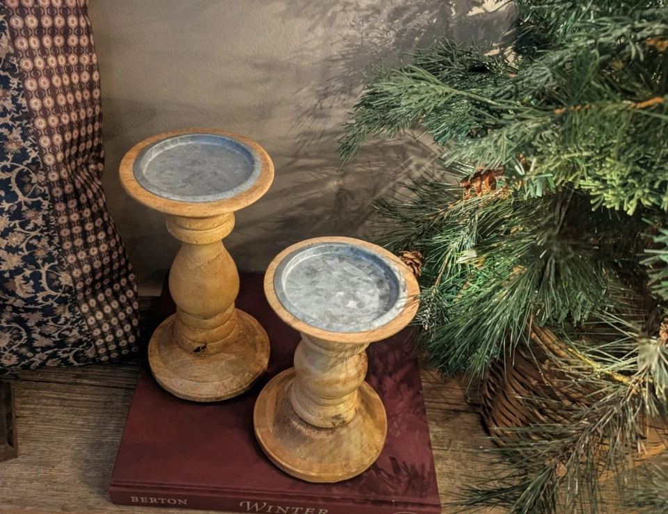 Juego de 2 candelabros de madera Foto 4 de 4