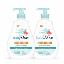 Image of Baby Dove Head to Toe Wash Sensitive Skin Care Fragrance Free Moisture 2 x 200ml