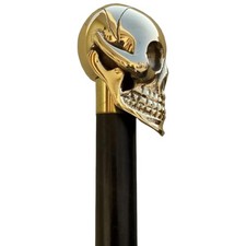 Vintage Brass Skull Walking Cane for Men and Women Black Wooden Walking Stick...