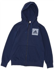 ADIDAS Mens Graphic Zip Hoodie Sweater Large Navy Blue UG20