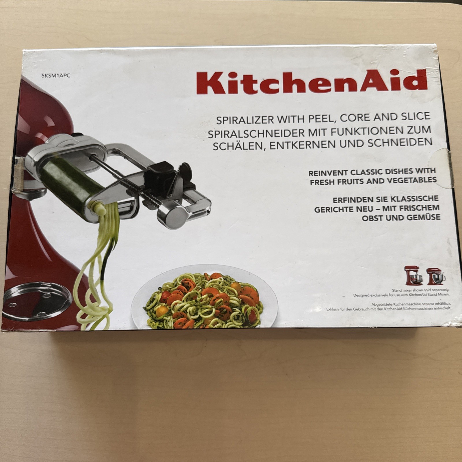 KitchenAid Silver Spiralizer Attachment 5KSM1APC for Stand Mixers Fully Sealed-image