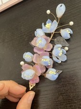 Light Purple Liuli Side Hair Clip Flower Chinese Style Hanfu Hair Accessory
