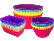Silicone Cupcake Liners Baking Cups NonStick Jumbo Reusable Muffin Molds Bent...