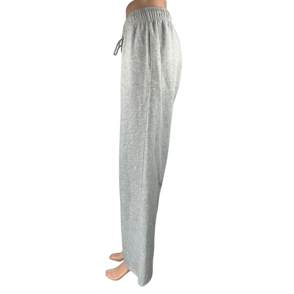 Automet Gray Fleece High Waist Flared Wide Leg Trousers Lounge Sweatpants Size L - Image 2 of 4