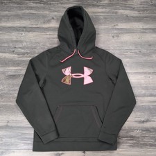 Under Armour Women  s L Semi-Fitted Olive Green Hoody Sweatshirt Pink Camo UA