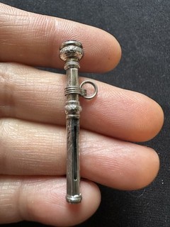 Antique Hallmark Sterling Silver Amethyst Paste Fob Pendant