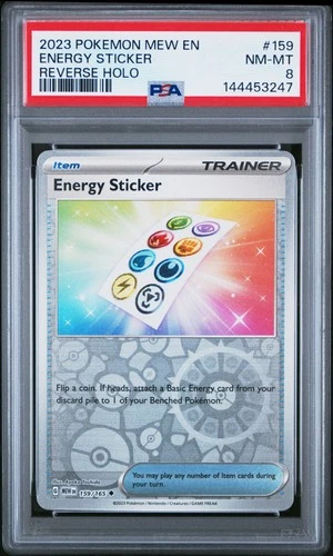 2023 POKEMON MEW EN-151 REVERSE HOLO #159 ENERGY STICKER PSA 8