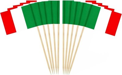 CYPS 100 Pcs Italy Flag Italian Toothpick Flags, Small Mini Stick Cupcake Topper