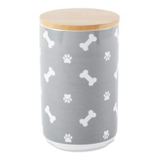 Tarro de golosinas con estampado de pata gris 4X6.5 contenedor de almacenamiento de alimentos para mascotas y hogar