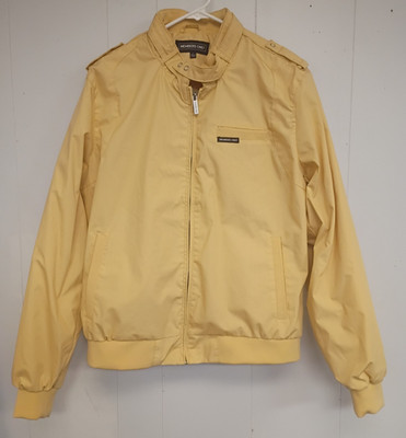 Members Only Bomber  Zip-up Jacket Yellow Lightweight Mens Large Front Pocket