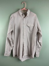 Vintage Large LL Bean Men's 16-36 Blue and Gray Check Button Up Shirt USA Made