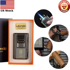 Lubinski 1 Jet Torch Flame Cigar Lighter V-cut Cutter Vintage Cigar Punch Holder