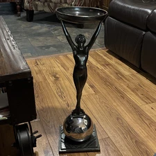 1920s Frankart Ashtray Stand Nude Female Art Deco Style