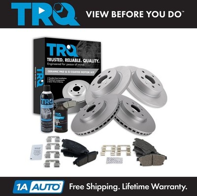 TRQ Front & Rear Ceramic Brake Pad & Coated Rotor Kit w/Chemicals for Encore
