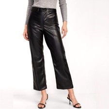NWT Old Navy High-Waisted Faux-Leather Cropped Wide-Leg Pants in Black Size 16