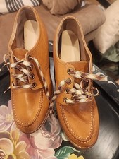 vintage shoes cheer leaders leather 9 1/2 light brown 60's 70's