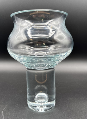 MCM Krosno Poland Art Glass Crystal Vase Controlled Bubble Base