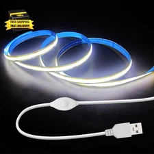 5V LED Strip Lights, White USB LED Light Strip, 3.28FT Dimmable Cob LED Strip Li