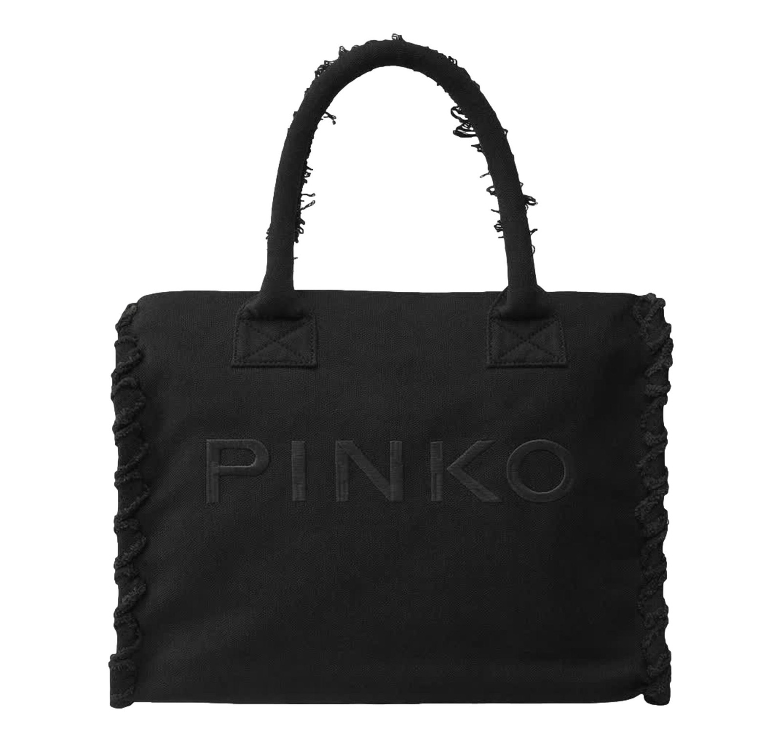 Pinko Medium Beach Shopper Bag In Canvas 106673 Black Color Z99