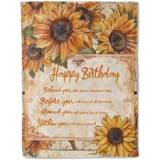 Gifts Blanket to Girls with Sunflower,Soft Flannel Throw with Rustic Flower ...