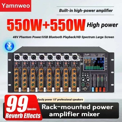 Rack-mounted 8-channel professional mixer 99DSP/ Bluetooth/ USB/ recording mixer