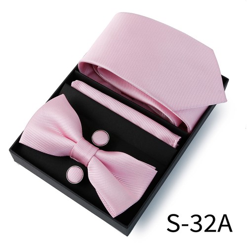 Cravatta uomo papillon gemello fazzoletto da taschino set fazzoletto da taschino con scatola - Foto 5 di 27