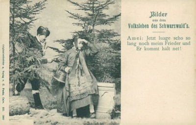 Postcard folk life Black Forest Amei Frieder comes stop net (No.9214)