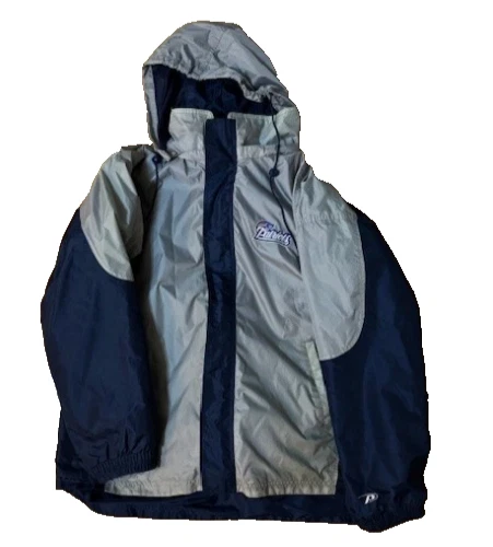 New England Patriots NFL Fleece Lined Coat Jacket Mens Size L Navy Gray