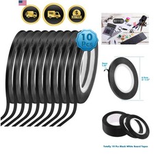 10 Rolls 1/8 Pinstripe Tape Dry Erase Board Tape Whiteboard Thin Tape Lines P...