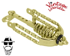 ORIGINAL F&R Vintage Lowrider Gold Double Square Twist Suspension Fork Slammer