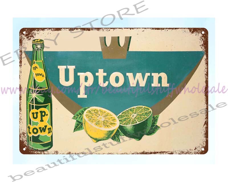Up Town metal tin sign contemporary wall decor