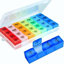 Pill Organizer 4 Times a Day,Premium Weekly Pill Case Medicine Organizer Box 7 D