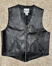 City Streets Black Vintage 100 Genuine Leather Zip Up Vest Men's L
