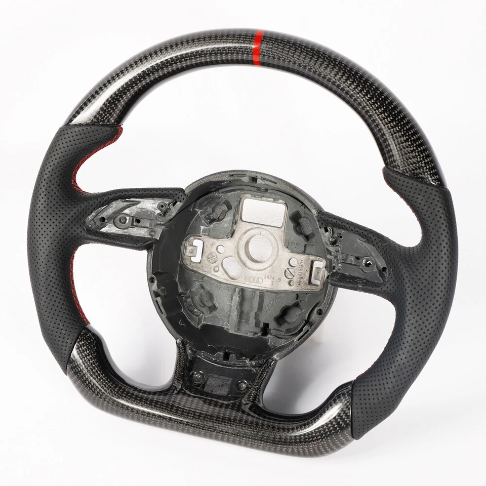 Volante deportivo plano de fibra de carbono para Audi 2012+ RS3 RS4 RS5 RS6 RS7 RS Q3 Foto 2 de 4