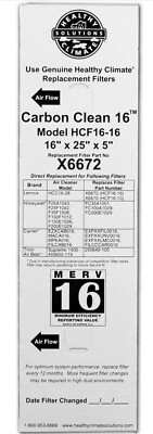 LENNOX X6672 Carbon Clean Healthy Climate HCF16-16 MERV 16 Filter