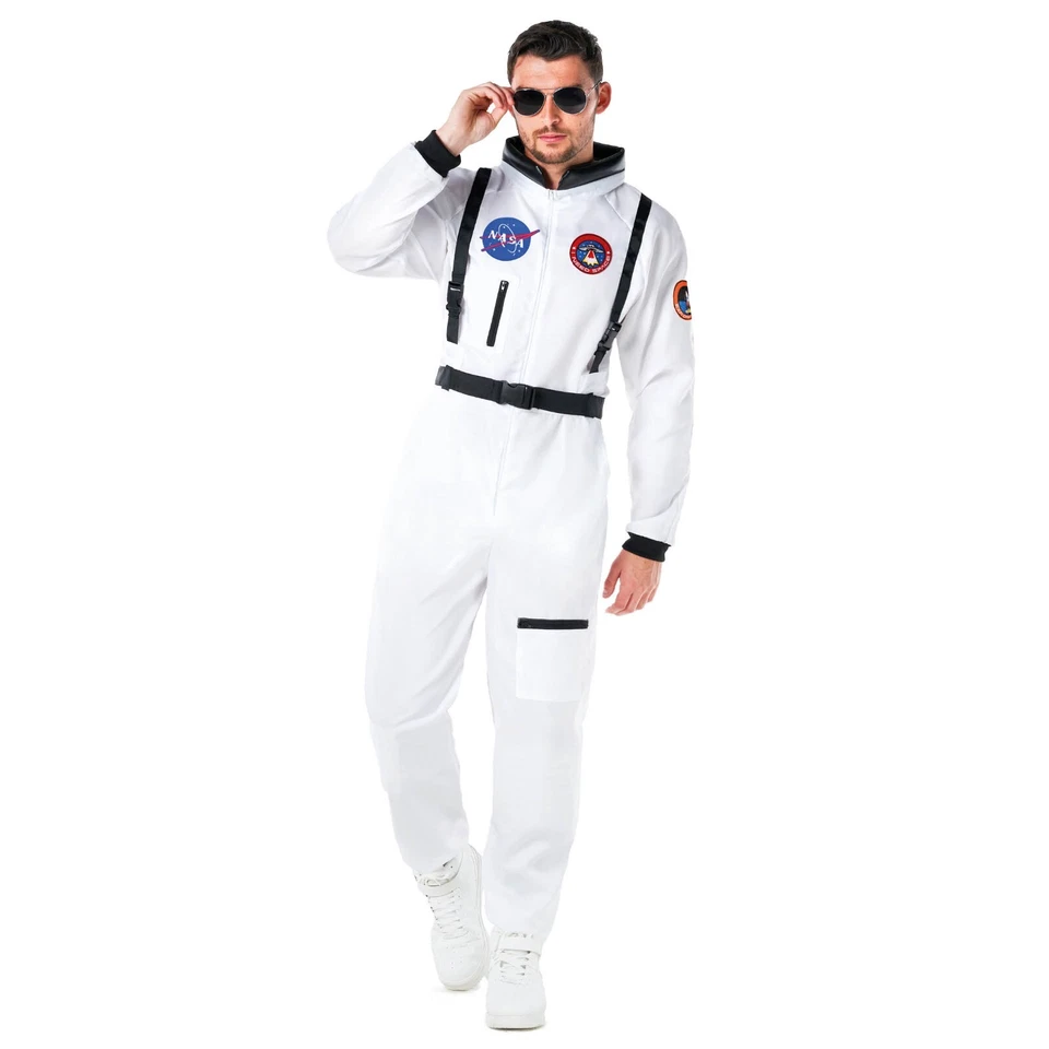 Fantasia masculina de astronauta branco adulto NASA Spaceman Space Suit M - XL Halloween - Imagem 2 de 4