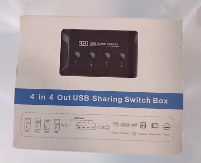 4 Port PCs Sharing 4 Devices KVM USB 3.0 Switch Selector for Keyboard Printer