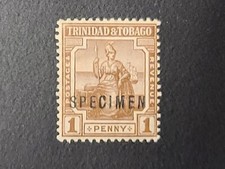 Timbre spécimen Trinité-et-Tobago un penny 1d comme neuf jamais articulé MNH beau timbre