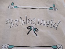 NEW CANVAS "BRIDESMAID" TAN/BLACK/WHITE TOTE BAG 17" L X 16" W X 5" GREAT GIFT 