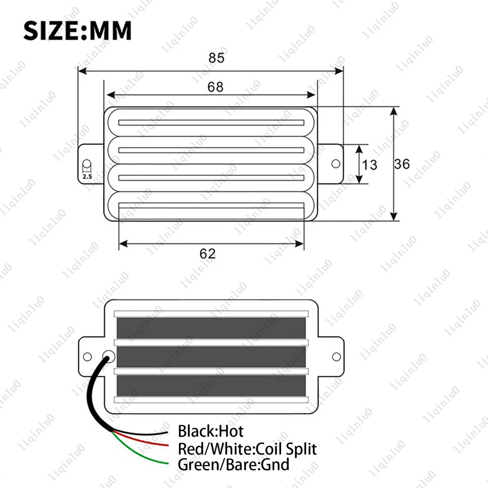 Guitarra Hot Rail 2-Doble Hoja Alta Salida Tipo de Pista Cuatro Bobinas Pastilla Humbucker Foto 2 de 3