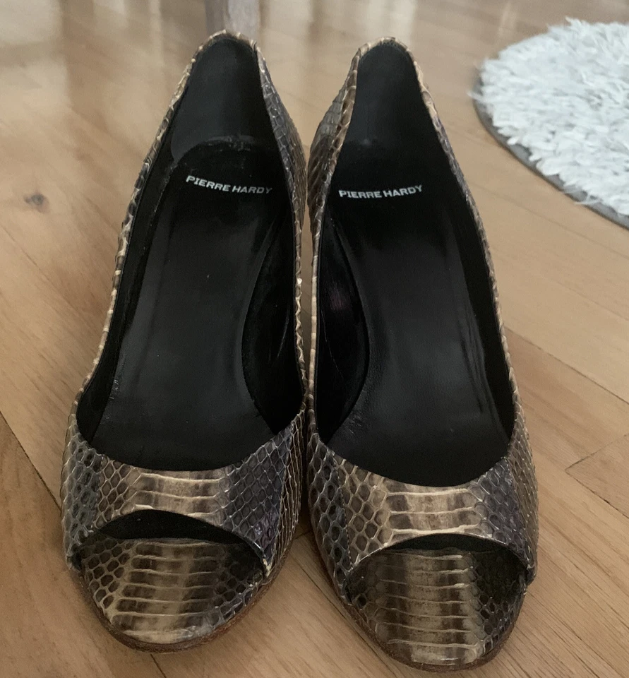 Mujer PIERRE HARDY Cuero Multicolor Sin Cordones Punta Abierta Cuñas Zapatos Talla 39 Foto 4 de 4