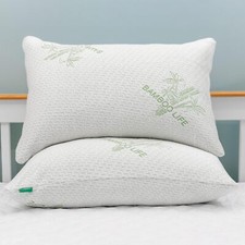 2 Pack King Rayon Derived from Bamboo Pillow Shredded Memory Foam Bed Pillows