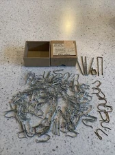 VINTAGE 125 PC LOT Mostly NOS 1.5”x1” HEAVY DUTY ROUND TOP DRAPERY HOOKS PINS
